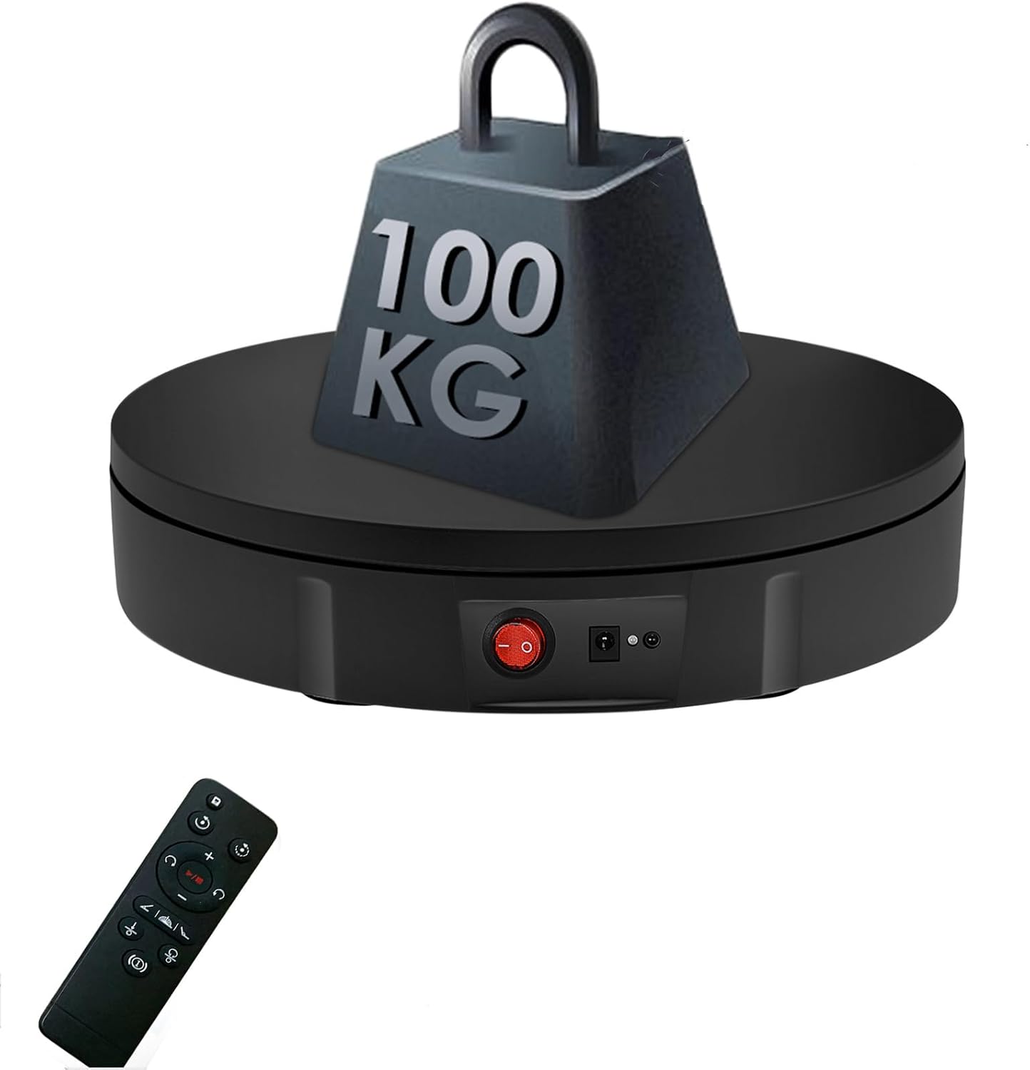 PUOSUO 360 Degree Electric Rotating Turntable, 11.8inch \/ 220Lbs Load,Motorized Rotating Display Stand, For Photography Products Display Live Video Show,Remote Control Angle, Speed (Black)