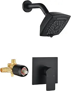 Matte Black Shower Faucet Set 6 Setting Shower Head 5 Inch Shower Trim Kit Modern shower valve kit High Pressure Shower Fixtures Shower System
