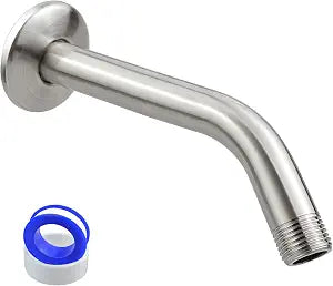 Voolan Shower Arm with Flange and Teflon Tape, Extension Shower Head Arm for Bathroom Fixed Shower Head, Solid Stainless Steel, Wall Mounted (8 Inch,Brushed Nickel)