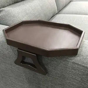 Sofa Arm Clip Table, Armrest Tray Table, Drinks/Remote Control/Snacks Holder (Platic, Brown)