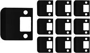 QCAA Solid Brass Extended Lip Strike, 2-1/4''X2-1/4", Matte Black, 10 Pack, Made in Taiwan