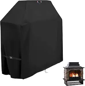 Outdoor Fireplace Cover, Heavy Duty Waterproof 42inch Tall Patio Wood Burning Fireplaces Cover - 42"L x 24"W x 48"H, Black