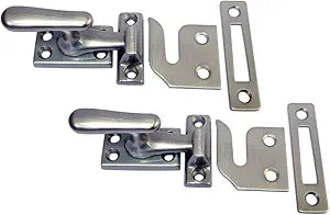 QCAA Solid Brass Casement Fastener Window Lock, Small, Brushed Satin Nickel, 2 Pack