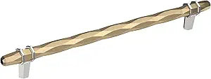 Amerock | Cabinet Pull | Golden Champagne/Polished Chrome | 10-1/16 inch (256 mm) Center-to-Center | London | 1 Pack | Drawer Pull | Drawer Handle | Cabinet Hardware