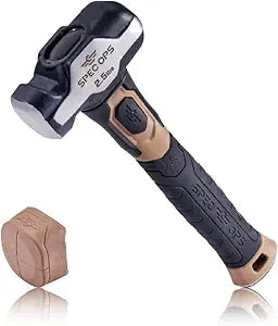Spec Ops Tools Engineering Hammer for Brick Setting, Tile Work & Construction, Bi-Material Shock-Absorbing and Vibration Dampening Handle, 2.5 lbs with Soft Mallet Cap