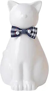 Handcrafted Ceramic Cat Urn for Ashes,Cat Statue Funeral Memorial Gift,Pet Urn for Indoor & Outdoor Use (White)