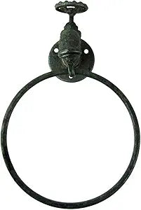 Treasure Gurus Metal Water Spigot Faucet Towel Holder Ring Bathroom Kitchen Hanger Rustic Wall Decor