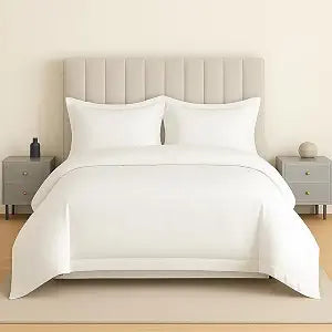 eBeddy Linens 100% Egyptian Cotton Duvet Cover Super King Plus Size 120x120 Inch, Sateen Duvet Cover 800-TC, Soft, Breathable Cotton Quilt Cover with Hidden Zipper Closure - 3 PC - Antique White