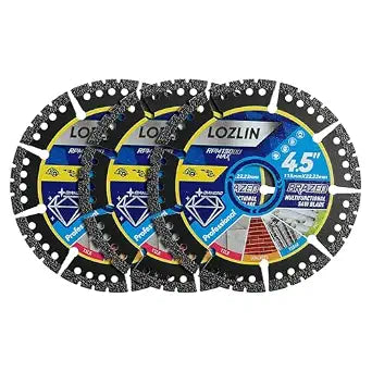 LOZLIN Diamond Blades for Angle Grinder, 4.5" Metal Cutting Blades, 3 Pack
