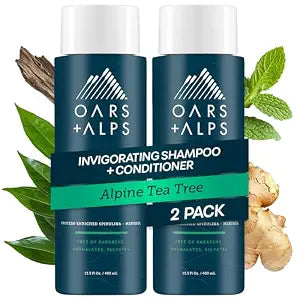 Oars + Alps Men's Sulfate Free Hair Shampoo for Men & Women, Shampoo for Hair Infused with Witch Hazel and Tea Tree Oil, Nourishing & Moisturizing, Paraben & Sulfate Free, Alpine Tea Tree, 13.5oz