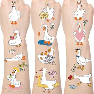 Gameza Funny Goose Temporary Tattoos - 6Sheets One Goose Birthday Decor Decorations Girls Boys Silly Foolish Goose Tattoo Temporary Gifts Duck Geese Animals Theme Party Favors Supplies Prizes Rewards