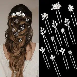12 Pieces Wedding Hair Pins Bridal Headpiece Pearl Hair Styling Pins Silver Hairpieces Accessories for Brides Bridesmaids