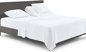 SGI bedding Adjustable Split Head Flex Top King 34" Microfiber Sheet Set ��� Ultra Soft, Cooling & Deep Pocket 15��� Fitted, 4-Piece Breathable & Durable Bedding Set for Split King Beds -White