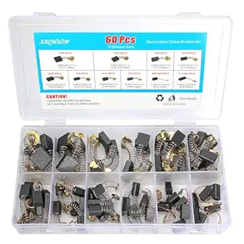 60 Pcs Electric Motor Carbon Brushes, Assorted Power Tool Replacement Parts