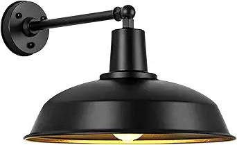 18" Outdoor Barn Light, Heavy-Duty Straight Arm Barn Light, Black Farmhouse Industrial Style Metal Outdoor Lighting, Waterproof and Rustproof, Ideal for garages and porches.