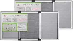 FLYZZZ Adjustable Sliding Window Screen Horizontal (15.74 ''H x 21-40''W) 2 Packs Expandable Window Screen Replacement for Home Medium