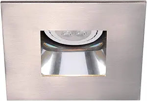 WAC 4in Low Voltage Square Adjustable Recessed Light Trim with Open Specular Reflector in Brushed Nickel and Black 8W 500 Lumens MR16 LED Lamp, HR-8401 or HR-8402 Housing Sold Separately