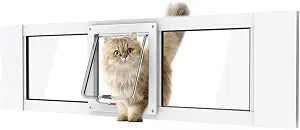 Aluminum Cat Door for Windows - Adjustable to Fit Window Width 36"-40", Quick-Fit Cat Door Window Insert, Magnetic Suction Design, Perfect for Cats