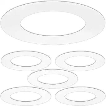 5 Pack Gloss White Goof Trim Ring for 4" Inch Recessed Can Lighting Down Light, Outer Diameter 6.7 Inches, Inner Diameter 4.2 Inches