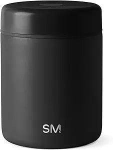 Simple Modern Delta Coffee Canister | Airtight Vacuum Seal with Auto-Reseal Technology | Ceramic Lined Stainless Steel Container for Coffee Grounds, Beans, Tea | 1.1L, Midnight Black