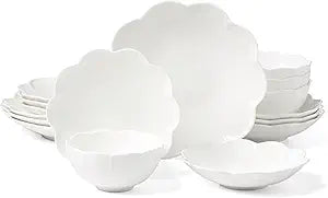 Lenox Dinnerware Set, Studio 1414 Scallop 16-Piece Set, Service For 4, Bone China Material, Dishwasher & Microwave Safe, Home And Kitchen, Kitchen And Dining, Plates And Bowls Sets (White, 16 Pieces)