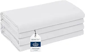 Twin/Twin XL Size Flat Sheet 2 Pack, 100% Cotton Percale Flat Bed Sheet, Breathable & Durable White Top Bed Sheet for Hospital, Hotel, Dorm (67" x 101", White)