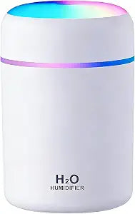 Portable Colorful Cool Mini Humidifier, USB Personal Desktop Humidifier,. Perfect for Bedroom, Office & Car(300ml, White)