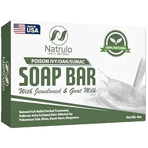 Poison Ivy Soap Bar with Jewelweed - Soothing, Healing Natural Itch Relief Herbal Treatment Home Remedy - Relieves Itchy Irritated Skin Affected by Poison Ivy/Oak/Sumac, Bites, Razor Burn, Ringworm