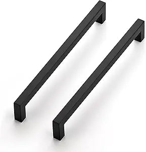 Ravinte 18 Pack 8-4/5 Inch Square Cabinet Handles - Matte Black Pulls for Drawers, Cabinets, Cupboards - Kitchen Hardware