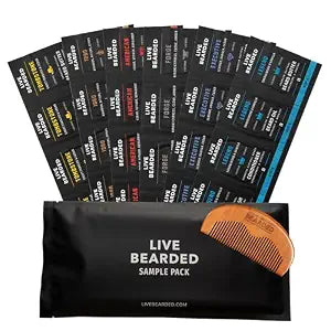 LIVE BEARDED�� Beard Oil and Butter Grooming Kit Sample Pack with Comb