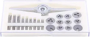 Walfront 30Pcs/Set Metric Tap Dies Set Screw Threading Tapping Hand Tools Kit with Adjustable Wrench M1 M1.1 M1.2 M1.4 M1.6, M1.8 M2.0 M2.2 M2.5