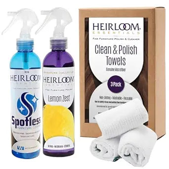 Two-Step Furniture Cleaner And Polish Combo with Towels (Lemon Zest)
