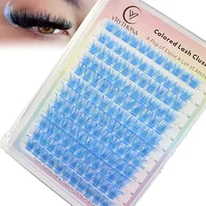 Blue Lash Clusters Wispy Colored Eyelashes Cluster Natural C Curl