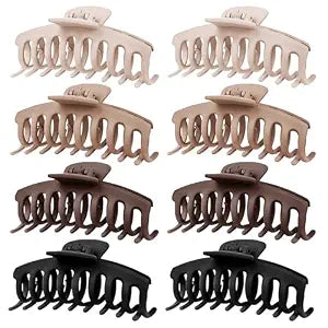 TOCESS Hair Claw Clips for Women, 8PK 4 in Large Matte Neutral Hair Clips for Thick, Thin, Long, Short Curly Hair, Strong Hold Non Slip Jumbo Hair Claw Clips, Minimalist Big Jaw Clip