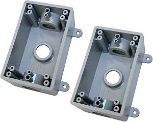 Electrical Box, Weatherproof PVC Outlet Box, 1/2" & 3/4" Threaded,2Packs