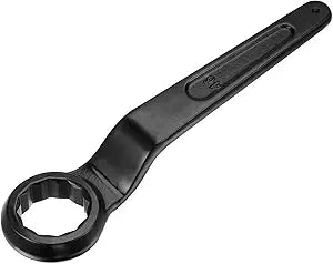 UXCELL 46mm Offset Box End Ring Type Impact Wrench - High Tensile Steel Single Head Wrench with Extended Handle and Hanging Hole
