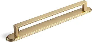Goo-Ki 2 Pack Modern Zinc Alloy Cabinet Pull with Classic Stepped Edge Backplate-7.6''(192mm) Hole Centers Champagne Bronze Drawer Handles