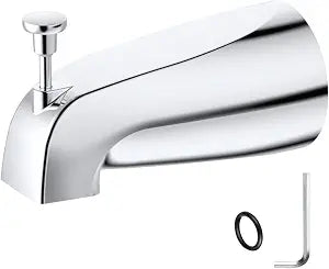 APPASO Bathroom Tub Spout with Front Dip Diverter, Stainless Steel Heavy Duty Metal Bathtub Faucet 1/2" IPS Inside Thread Front End Threaded Spout, Chrome