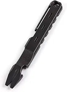 Hamans Titanium Pry Bar with Nail Puller Bottle Opener Function with Pocket Clip (Black)