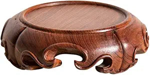 GOLDY&WENDY Wooden Home Furniture Mahogany Pedestal Stand Handmade Oriental Carving Decor Vase Porcelain Round Display Base