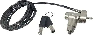Sendt Black Universal Notebook Laptop Keyed Push to Lock Security Cable for Kensington Wedge Nano and Most Other Security Slots