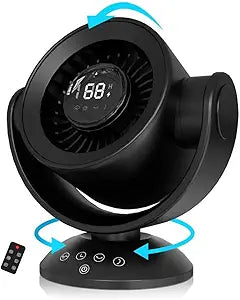 Desk Fans for Bedroom∩╝Air Circulator Fan∩╝90┬░Vertical +120┬░Auto Oscillating,100 Speeds, 10H Timer, Quiet Fan,Digital Display Rechargeable USB, with Remote, for Home, Office∩╝Black∩╝
