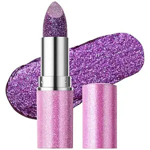 Erinde Metallic Glitter Lipstick for Women, Long Lasting Sparkle Lipsticks, High Shine Diamond Creamy Lipstick Lipcolor Makeup, Hydrating Glimmer Finish, Sparkling Lip Gloss, 05 Mystic Purple