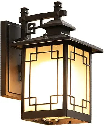 Retro Black Square Simple Wall Lantern Frosted Glass lampshade Outdoor Wall Light IP65 Waterproof and dustproof Wall Lamp for Courtyard Front Doors Sconce Light