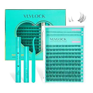 Lash Clusters Kit Clear Band Natural Cluster Lashes with Bottom Lash Clusters 5-16MM Individual Lashes Wispy False Lashes with Lash Bond and Seal,Lash Tweezer DIY at Home(Ivy Kit)