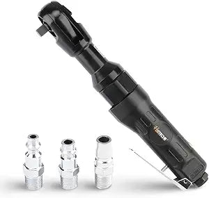 Hoteche 3/8" Air Ratchet Wrench, 88NM Torque Pneumatic Ratchet with 160RPM, Black, Color Box Packaging