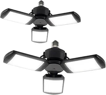 LED Garage Lights - 4000 Lumen 6500K Daylight 40W, Deformable Three Leaf Garage Organization Ceiling Lighting, Pack of 2