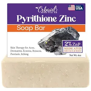 Pyrithione Zinc Soap Bar for Face & Body, 4oz | 2% ZnP Bar Soap Skin Repair Cleanser for Acne, Rosacea, Eczema, Dermatitis, Psoriasis, Itching | Cleansing, Calming Zinc Facial Wash Made in USA