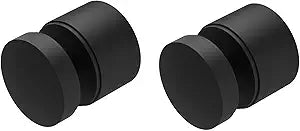 Stainless Steel Glass Clamp Standoffs Round Large Heavy Duty 2 inches - Inline Design (Pack of 2) (Black Matte Powder Coat)
