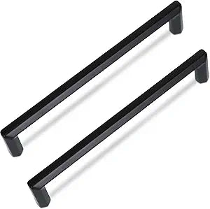 Matte Black zinc Alloy Solid Cabinet pulls,6 Pack 6-1/4 Inch 160mm Hole Center Cabinet Handles for Drawer,Cupboard, Wardrobe,Dresser